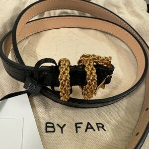 By Far Kat Croc-Embossed Chain Buckle Belt